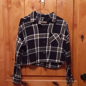 Flannel crop top shirt